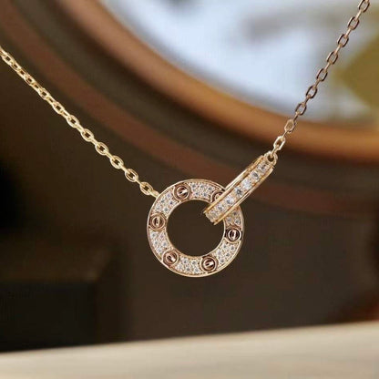 [BIJOUX] COLLIER LOVE 7,6MM OR ROSE ET ARGENT FULL DIAMOND