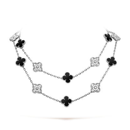 [BIJOUX]CLOVER 20 MOTIFS ONYX DIAMOND SILVER