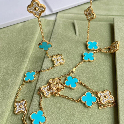 [BIJOUX]CLOVER 20 MOTIFS TURQUOISE DIAMOND NECKLACE