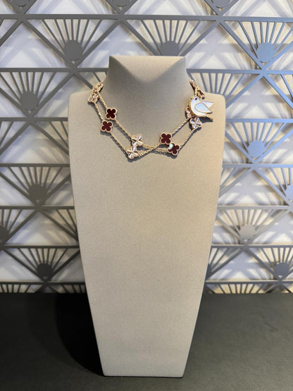 [BIJOUX]CLOVER 20 MOTIFS LASER CARNELIAN NECKLACE