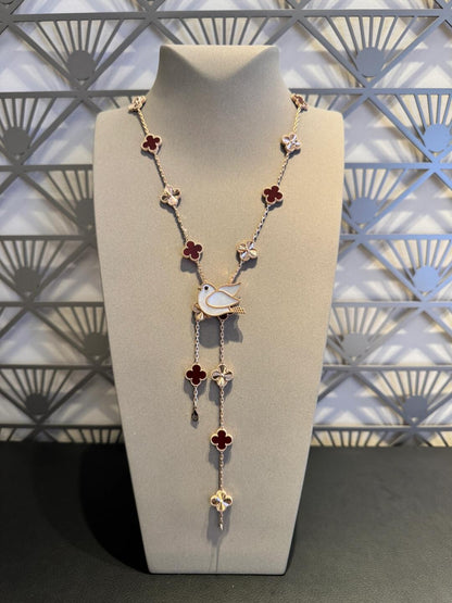[BIJOUX]CLOVER 20 MOTIFS LASER CARNELIAN NECKLACE