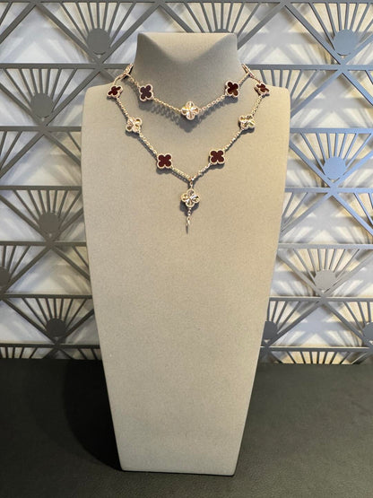 [BIJOUX]CLOVER 20 MOTIFS LASER CARNELIAN NECKLACE