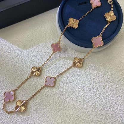 [BIJOUX]CLOVER 10 MOTIFS  LASER PINK MOP NECKLACE