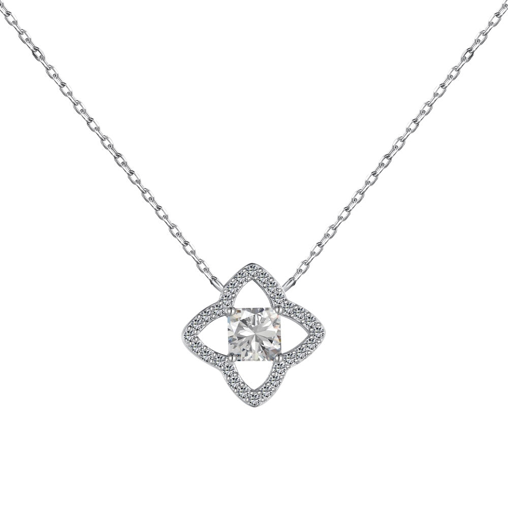 [Goodv]Exquisite Flower Shape Princess Cut Necklace