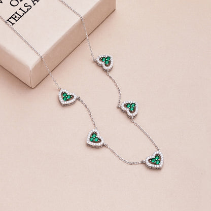 [Goodv]Sparkling Five Heart Necklace