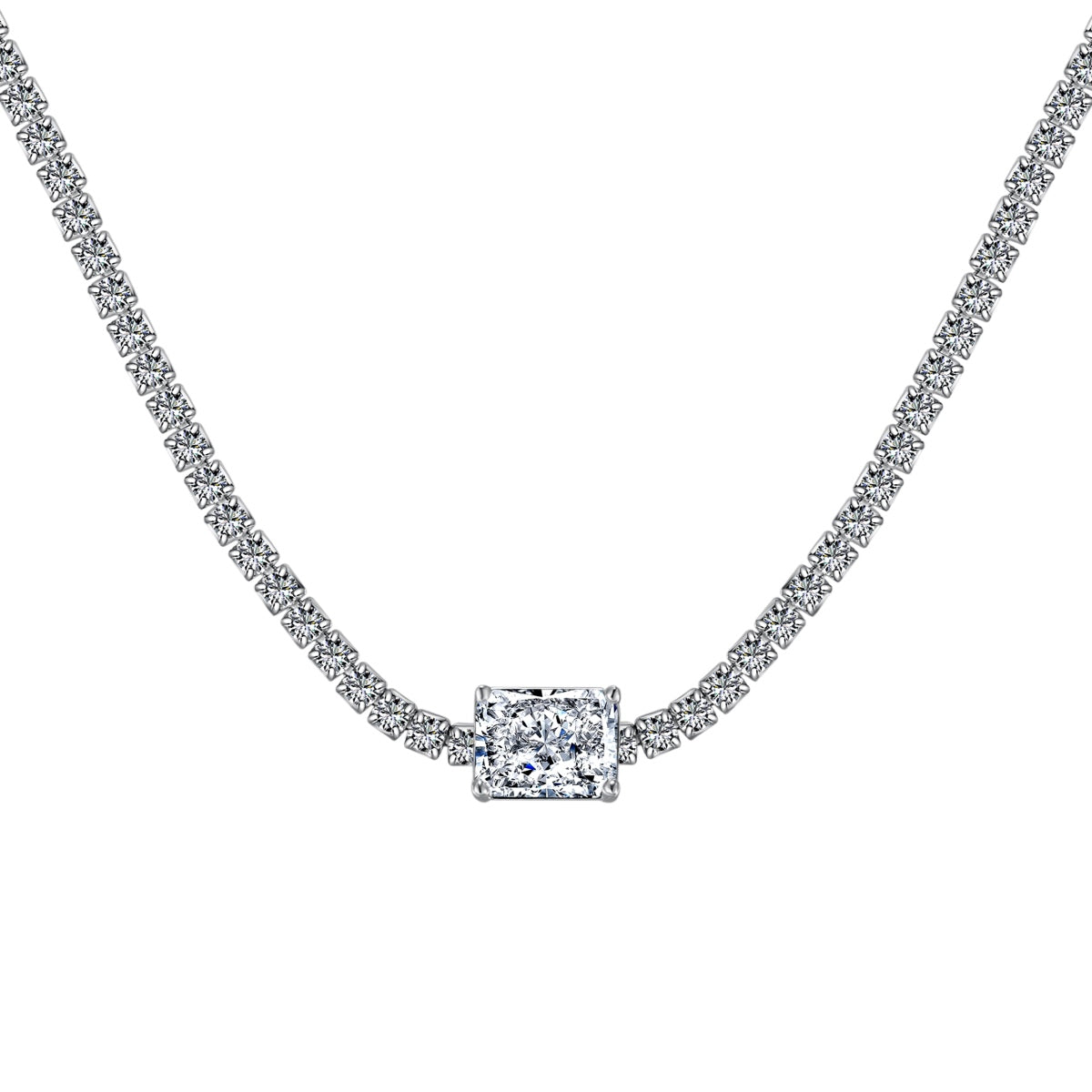 [Goodv]2.0 carat Ornate Emerald Cut Necklace