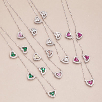 [Goodv]Sparkling Five Heart Necklace