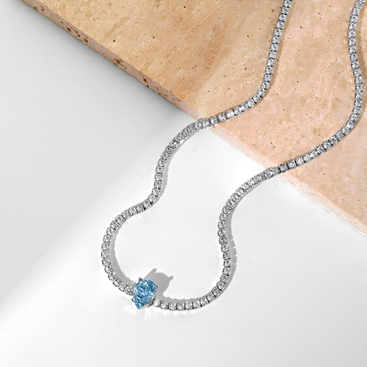 [Goodv]1.0 carat Unique Pear Cut Tennis Necklace