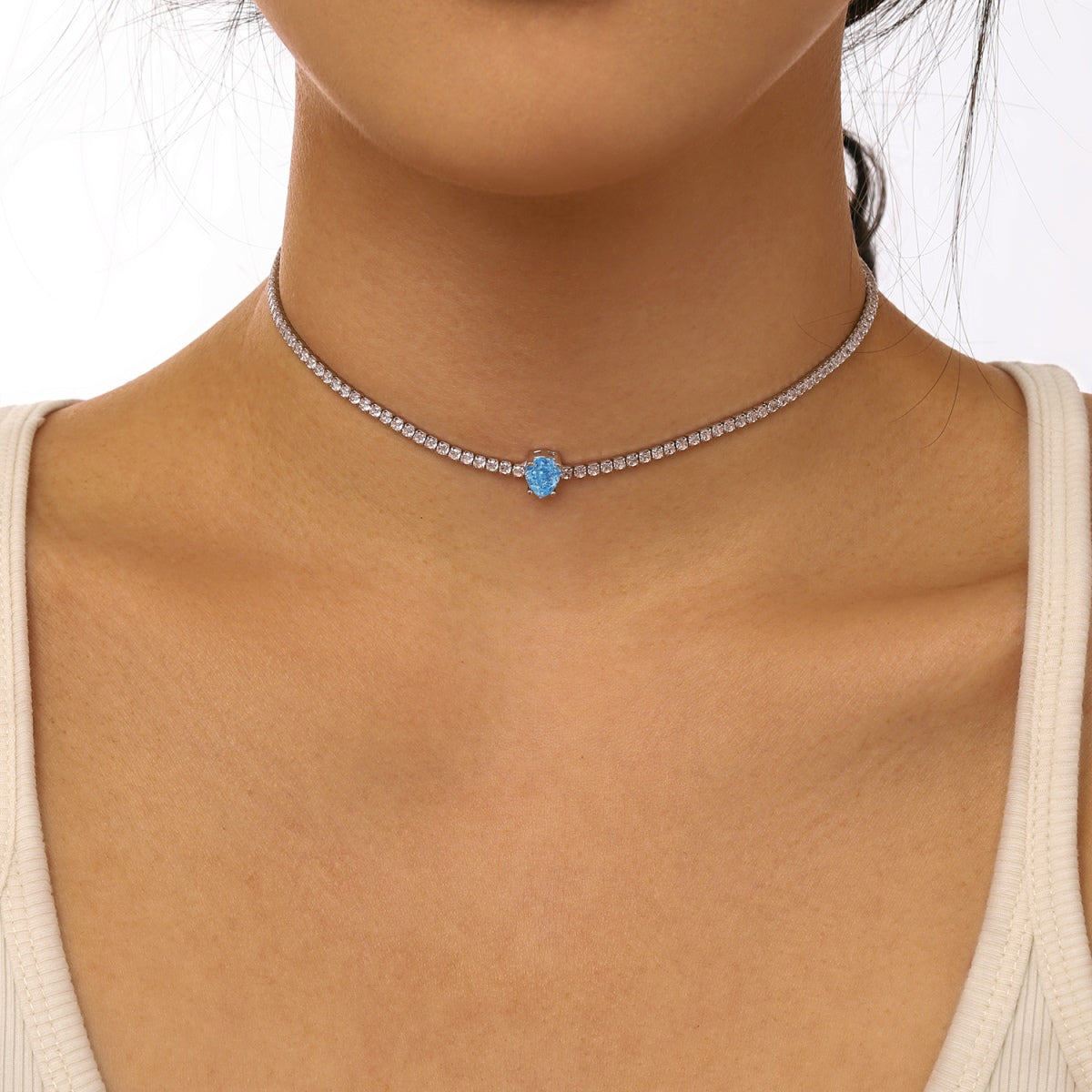 [Goodv]1.0 carat Unique Pear Cut Tennis Necklace