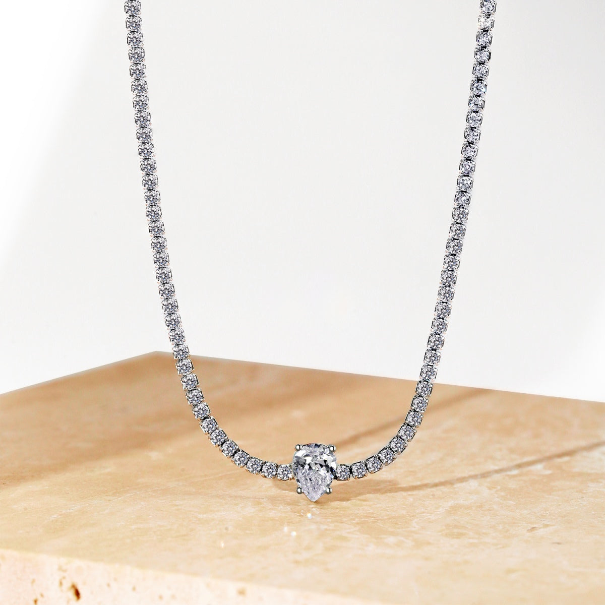 [Goodv]1.0 carat Unique Pear Cut Tennis Necklace