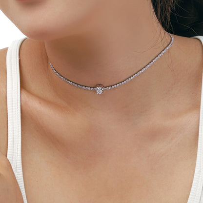 [Goodv]1.0 carat Unique Pear Cut Tennis Necklace