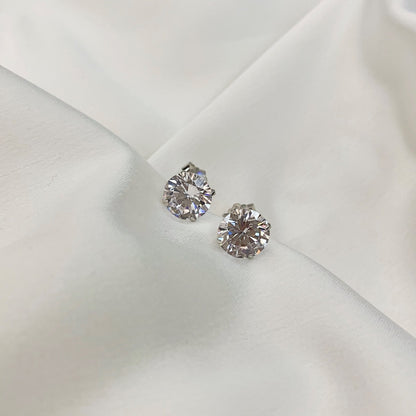 [Goodv]Stylish Shiny Round Center Stone Stud Earrings