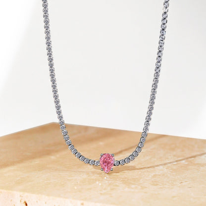 [Goodv]1.0 carat Unique Pear Cut Tennis Necklace