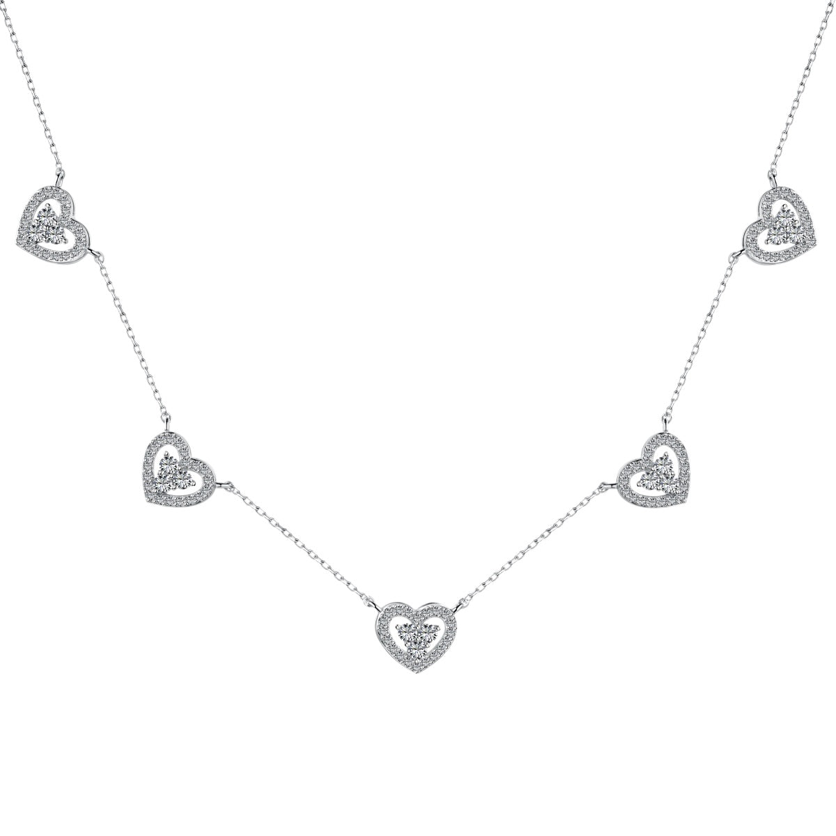 [Goodv]Sparkling Five Heart Necklace