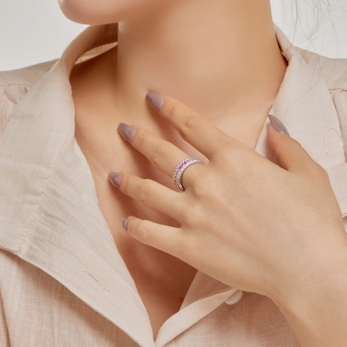 [Goodv]Ornate Colorful Radiant Cut Daily Ring