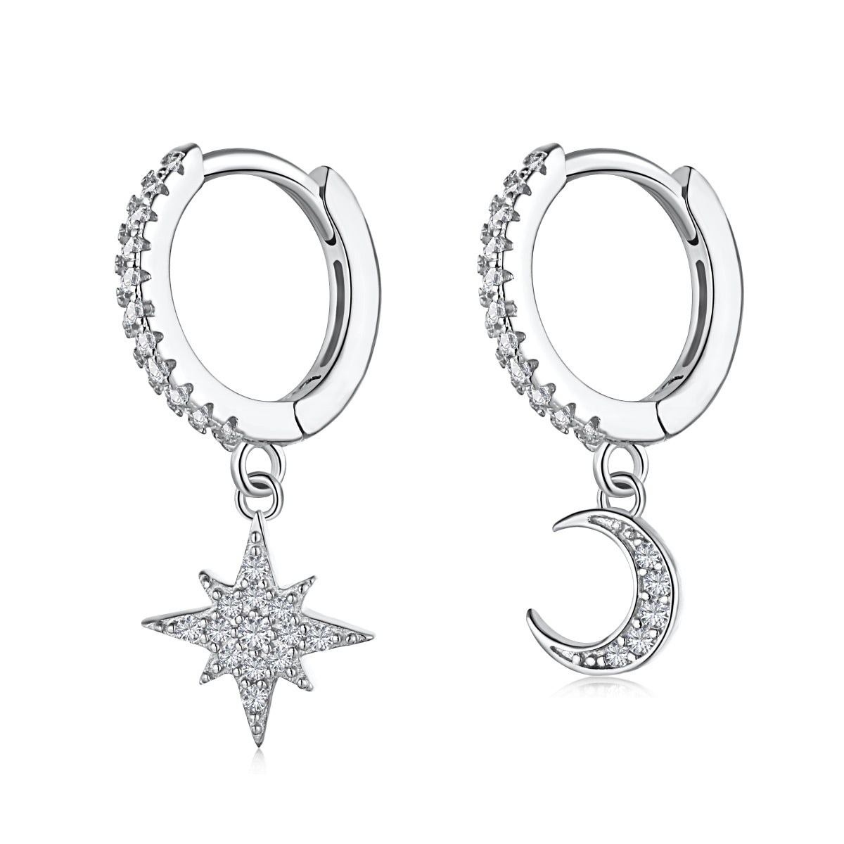 [Goodv]Star and Moon Asymmetric Earrings