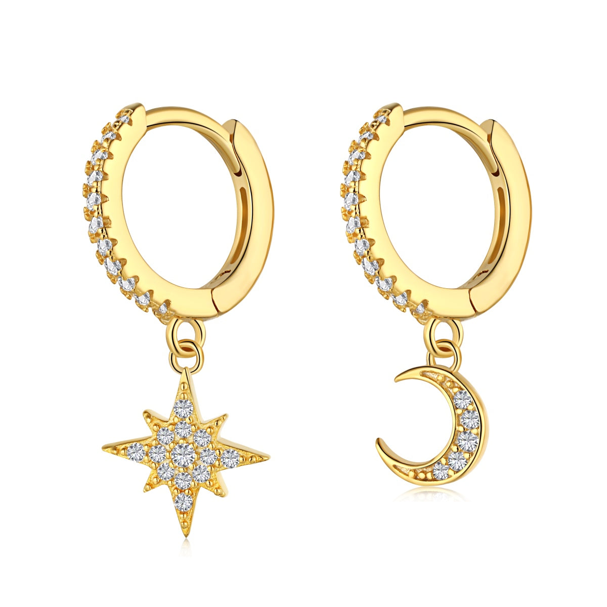[Goodv]Star and Moon Asymmetric Earrings