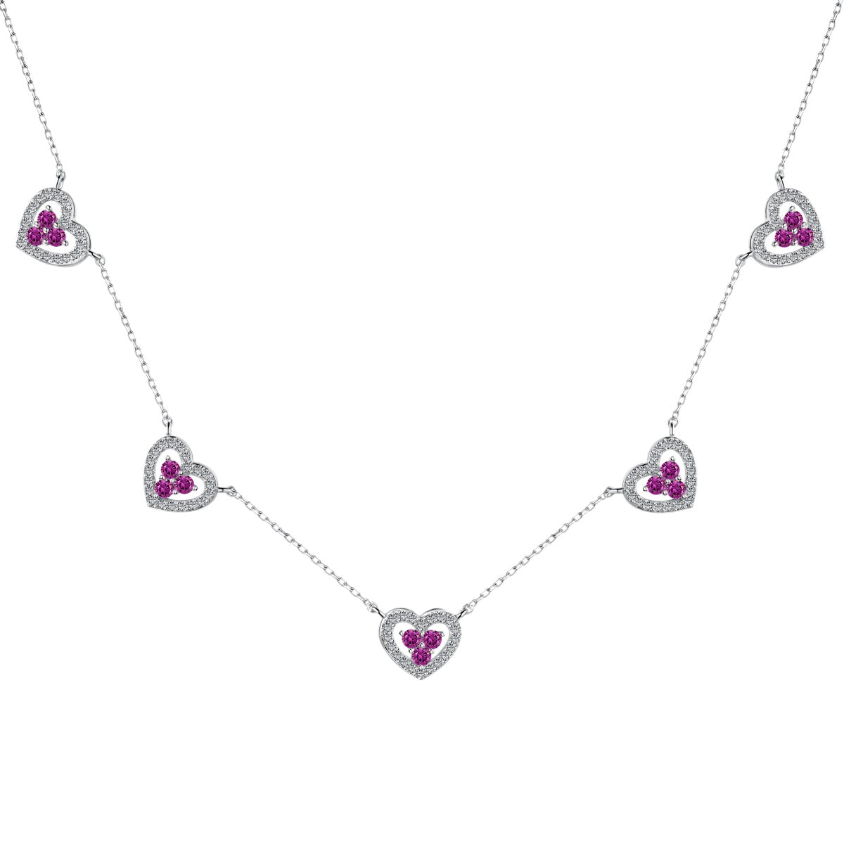 [Goodv]Sparkling Five Heart Necklace
