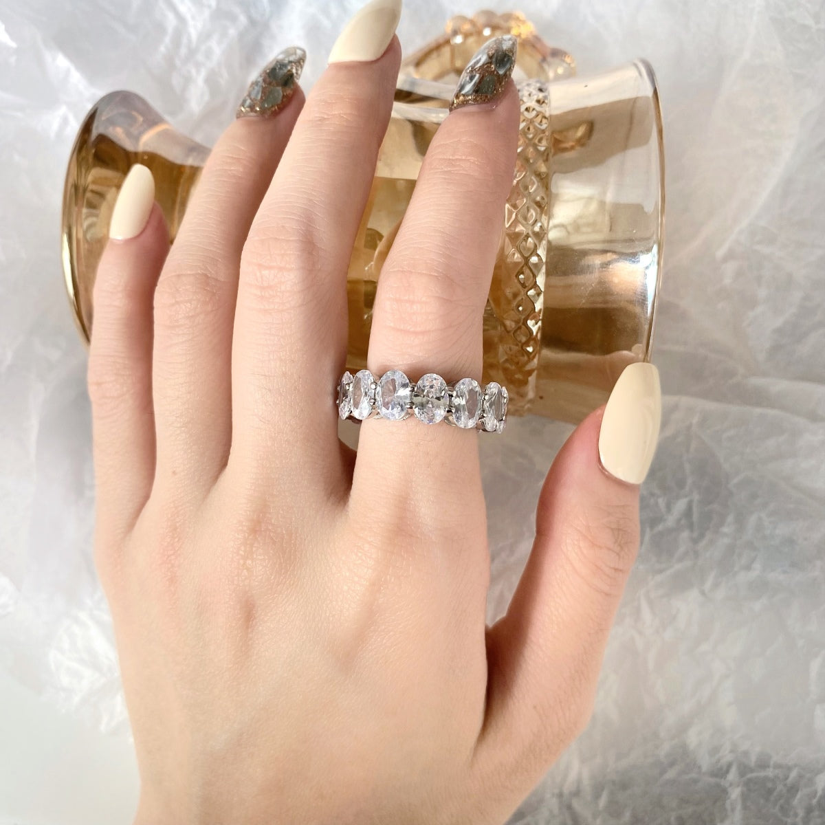 [Goodv]Dainty Elongated Cushion Cut Tennis Ring