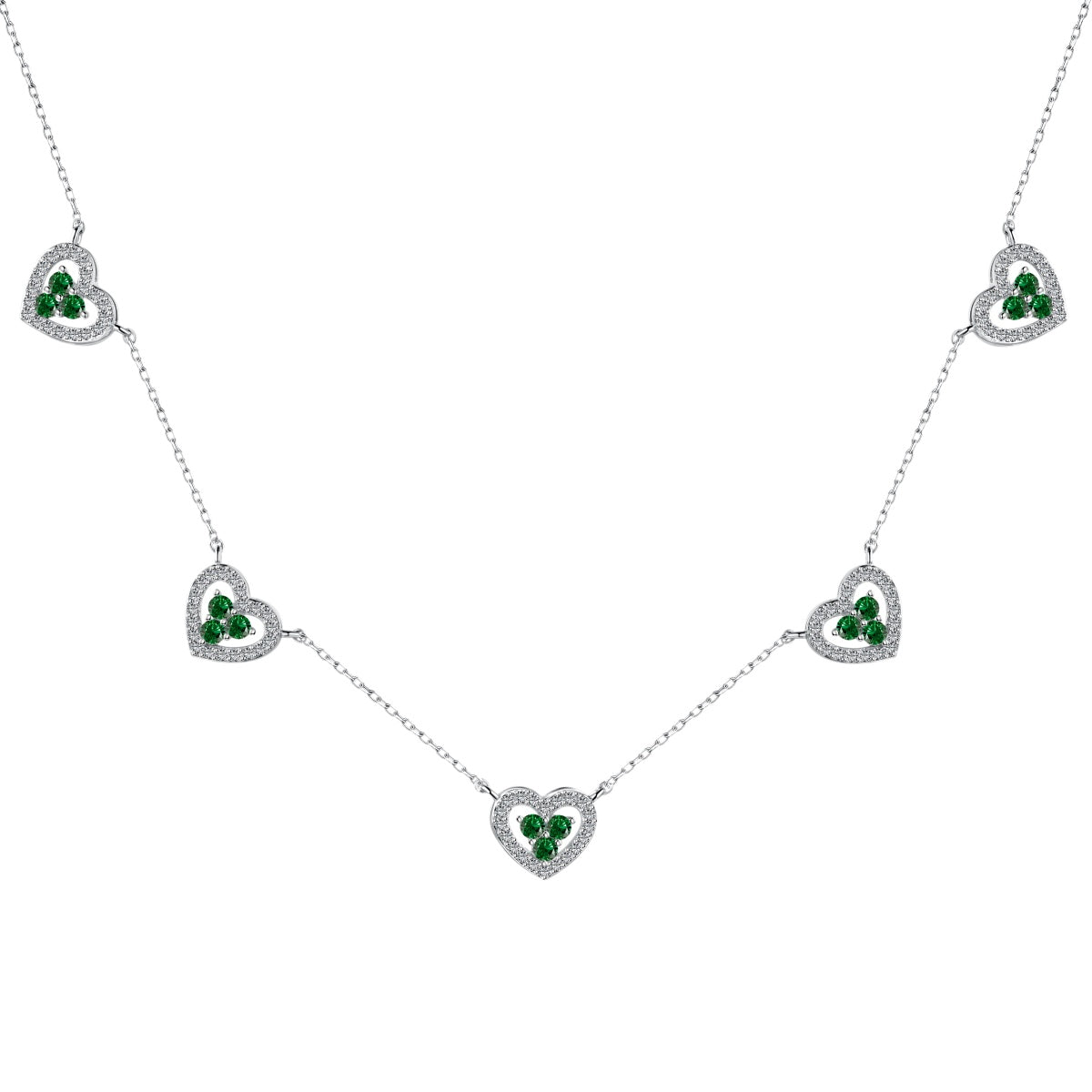[Goodv]Sparkling Five Heart Necklace