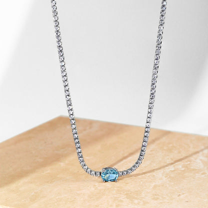 [Goodv]1.0 Carat Shining Oval Cut Necklace