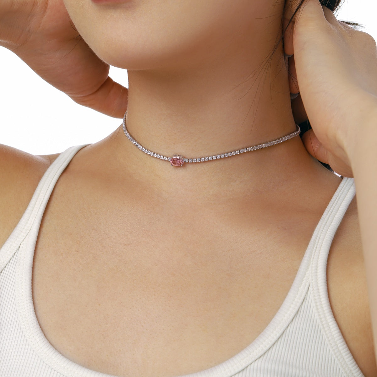 [Goodv]1.0 Carat Shining Oval Cut Necklace