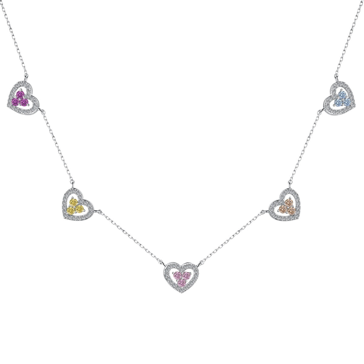 [Goodv]Sparkling Five Heart Necklace