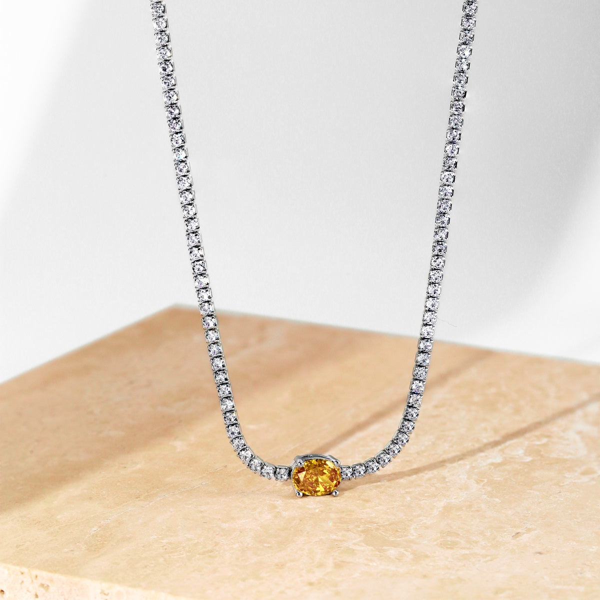 [Goodv]1.0 Carat Shining Oval Cut Necklace