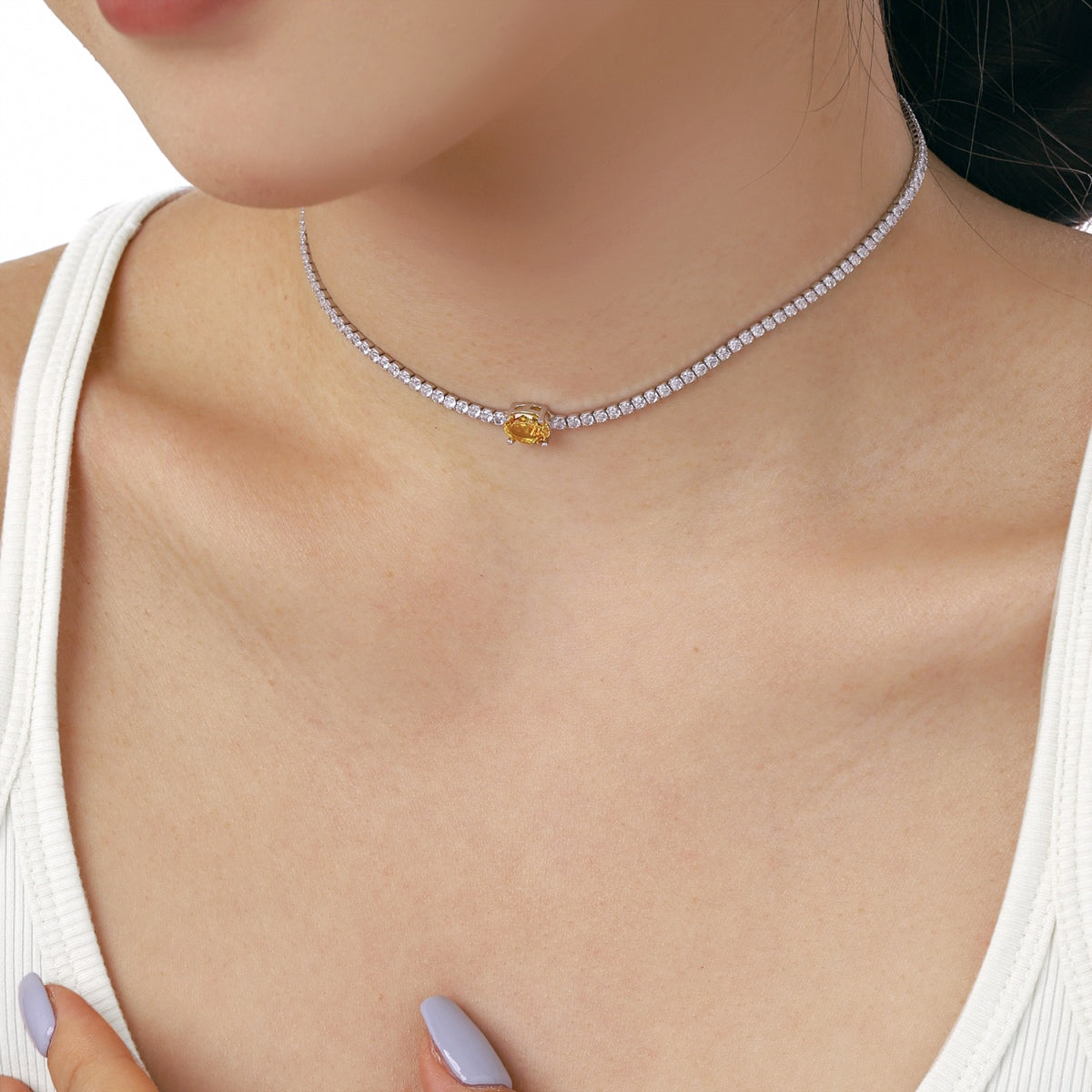 [Goodv]1.0 Carat Shining Oval Cut Necklace