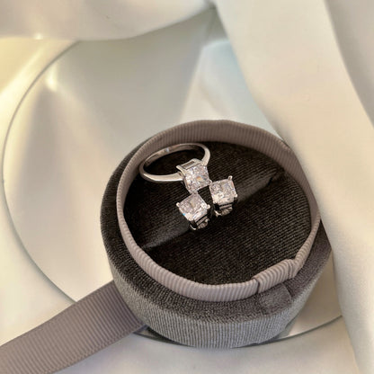 [Goodv]1.0 Carat Radiant Princess Cut Wedding Earrings