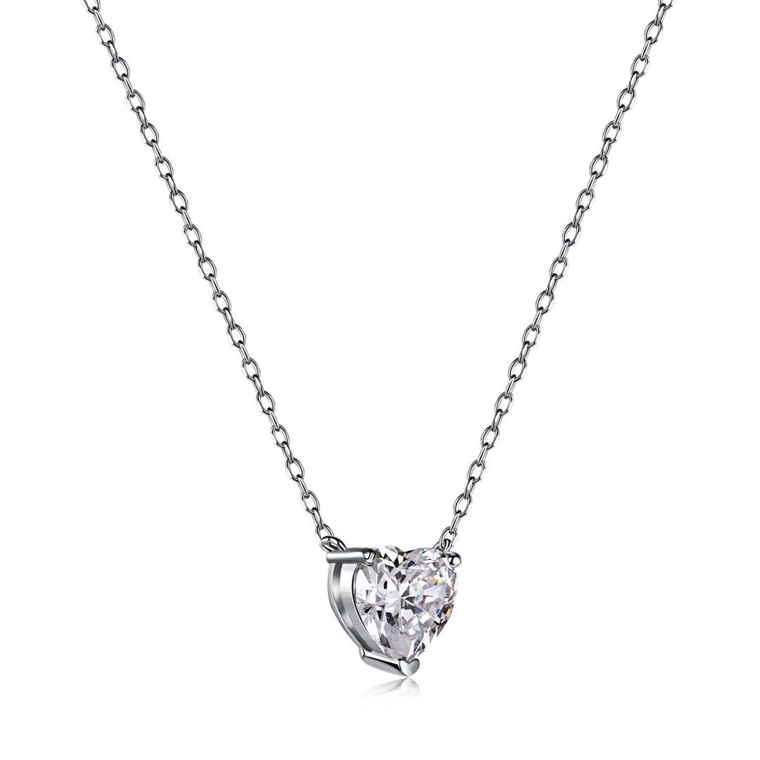 [Goodv]Heart Shape Main Stone Pendant Collarbone Necklace