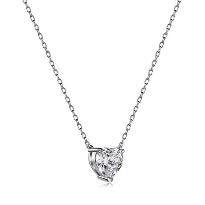 [Goodv]Heart Shape Main Stone Pendant Collarbone Necklace