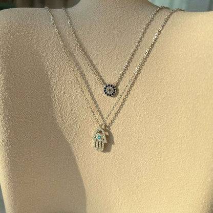 [Goodv]Demon Eye Hamsa Palm Necklace