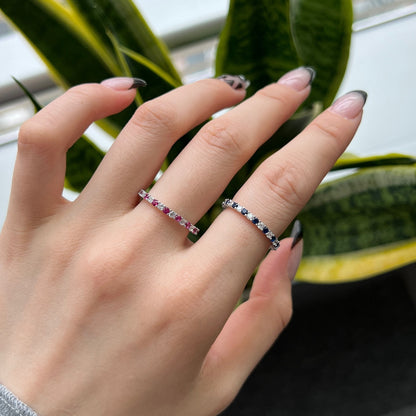 [Goodv]Exquisite Colorful Round Cut Tennis Ring