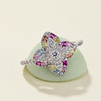 [Goodv]Luxurious Colorful Flower Shape Banquet Ring