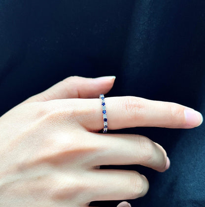 [Goodv]Exquisite Colorful Round Cut Tennis Ring