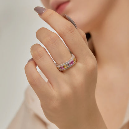 [Goodv]Dainty Colorful Radiant Cut Daily Ring