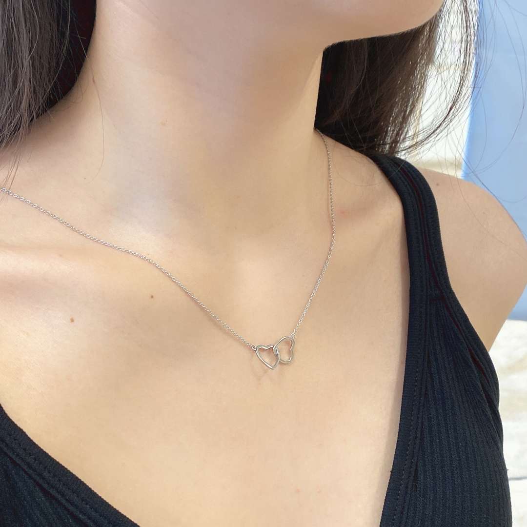 [Goodv]Sterling Silver Love Double Ring Necklace