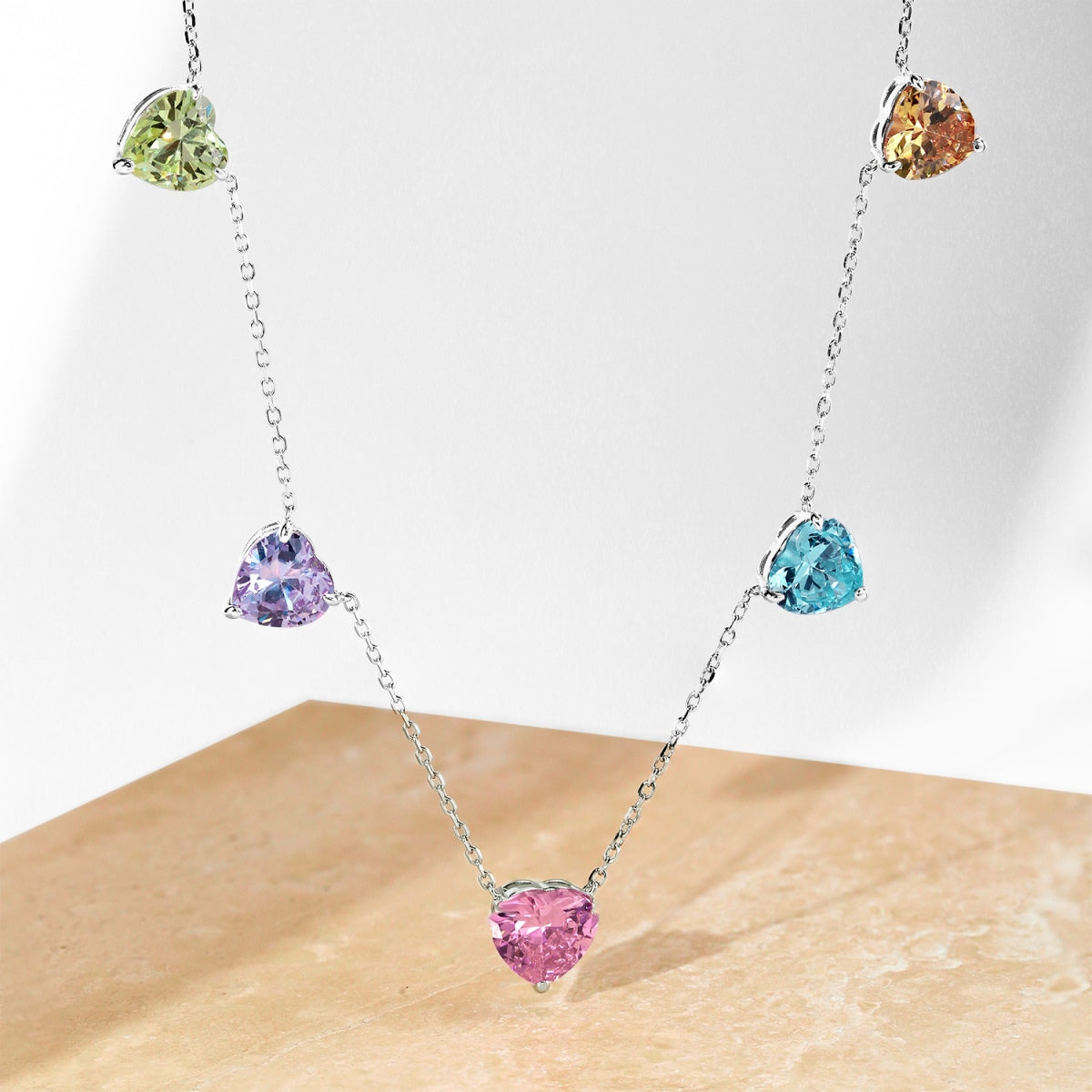 [Goodv]Sparkling Colorful Heart Cut Necklace