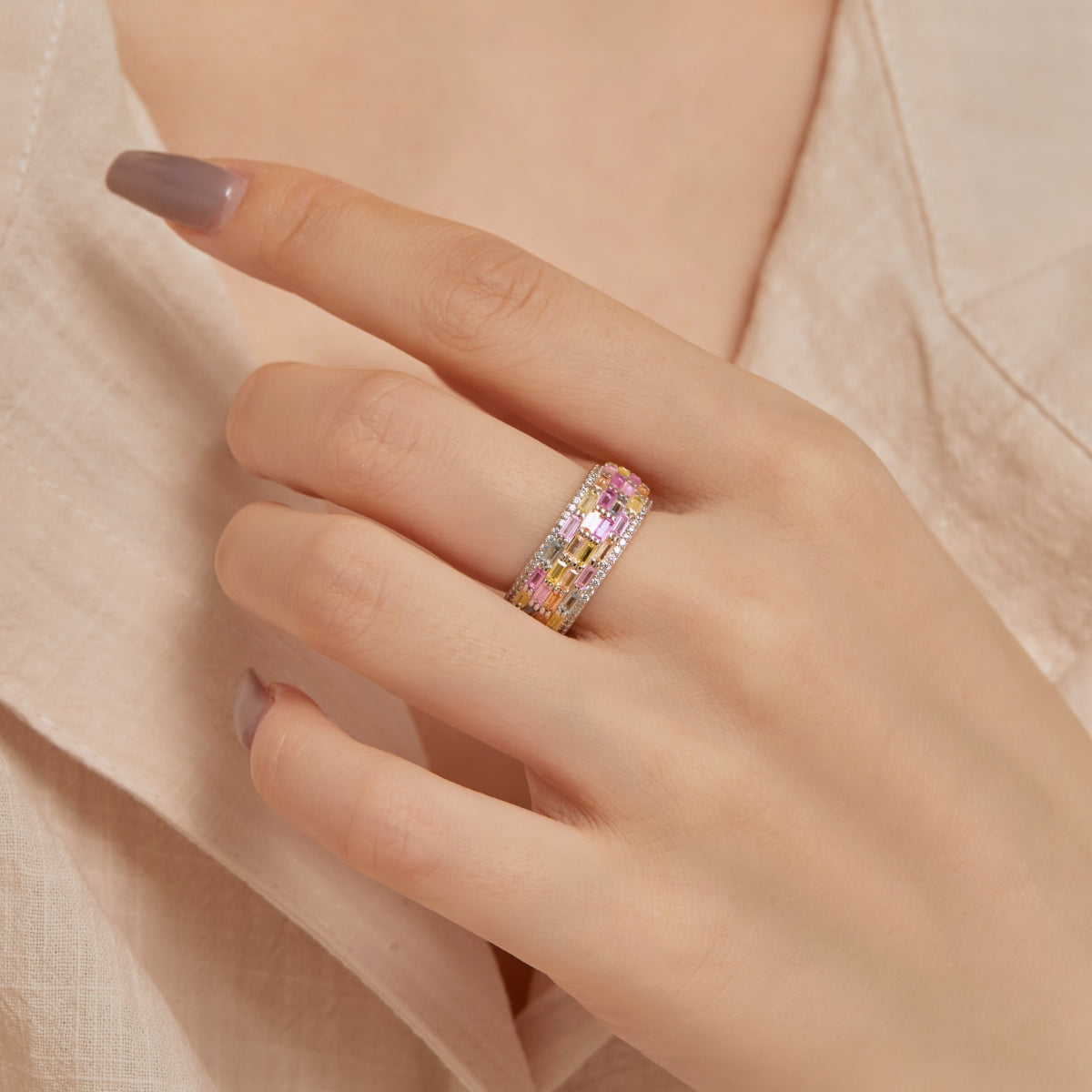 [Goodv]Radiant Colorful Radiant Cut Daily Ring