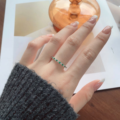 [Goodv]Exquisite Colorful Round Cut Tennis Ring