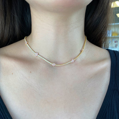 [Goodv]Luxurious Colorful Flower Tennis Necklace