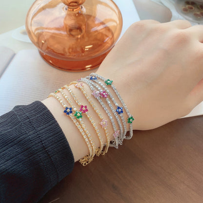 [Goodv]Sparkling Flower Shape Tennis Bracelet