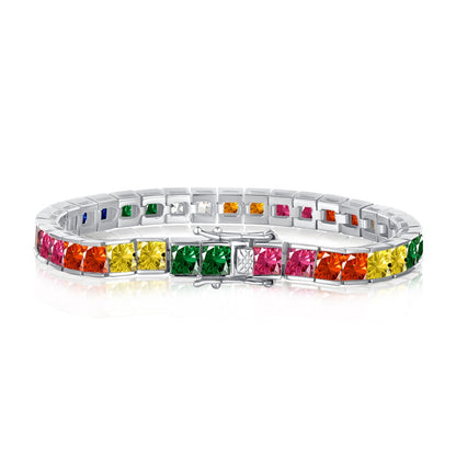 [Goodv]Radiant Colorful Princess Cut Tennis Bracelet