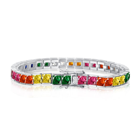 [Goodv]Radiant Colorful Princess Cut Tennis Bracelet