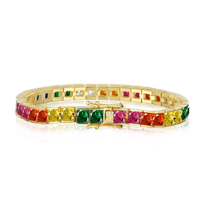 [Goodv]Radiant Colorful Princess Cut Tennis Bracelet