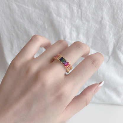 [Goodv]Unique Colorful Radiant Cut RIng