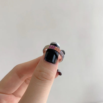 [Goodv]Unique Colorful Round Cut Tennis Ring