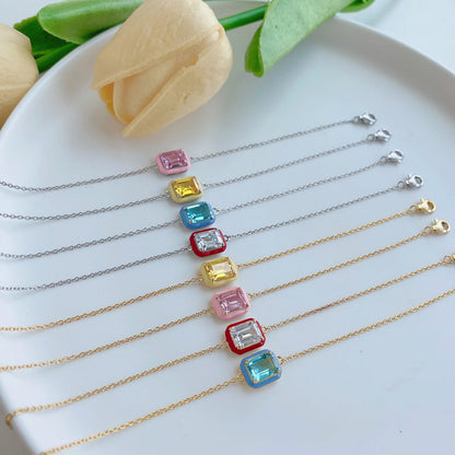 [Goodv]2.0 Carat Sparkling Colorful Emerald Cut Daily Bracelet