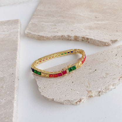 [Goodv]Radiant Colorful Princess Cut Tennis Bracelet